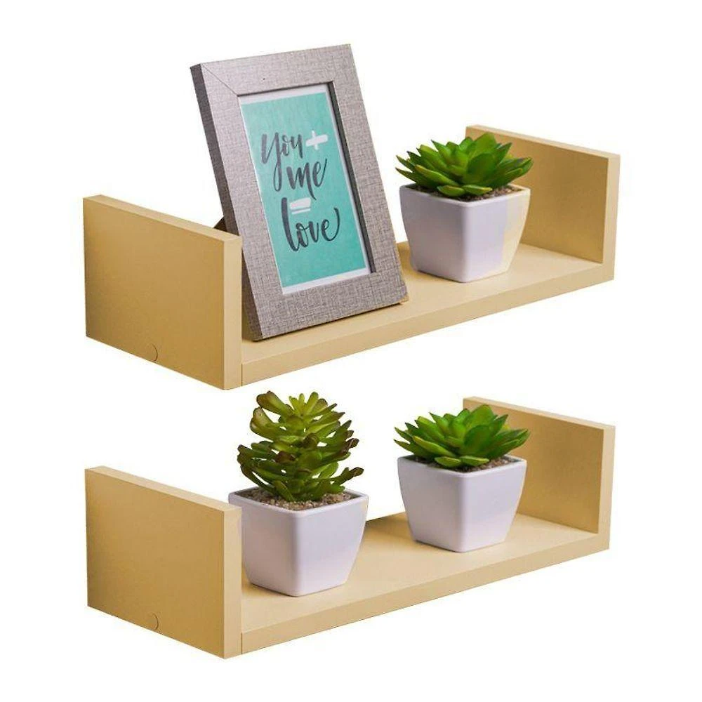 Prateleira Kit 2 U 50x10CM MDP Fixação Suporte Invisível Organizador Moderno Sala Bege Claro