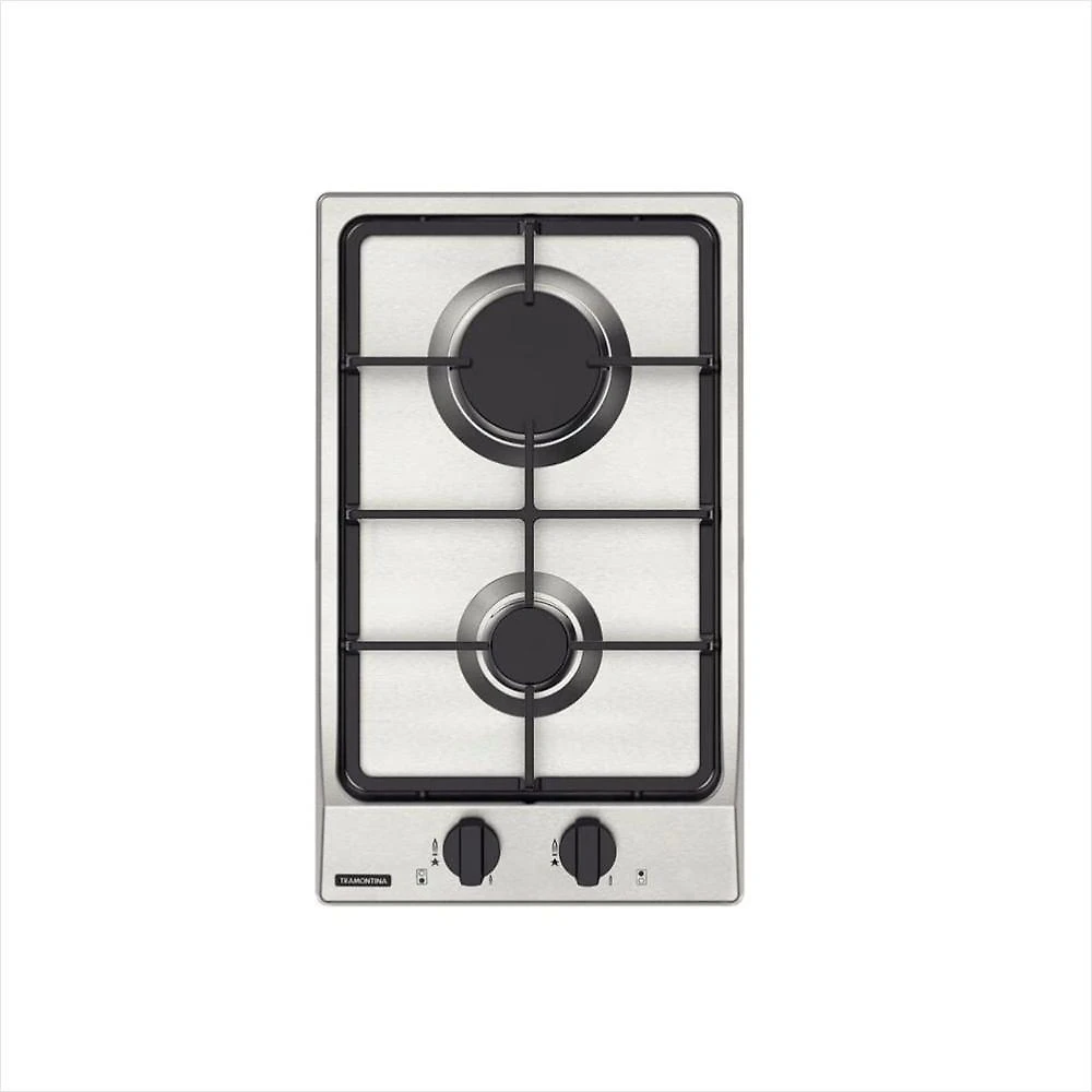 Cooktop de embutir 2 bocas a gás inox trempes de ferro dominó ff 2gx 30 bivolt tramontina