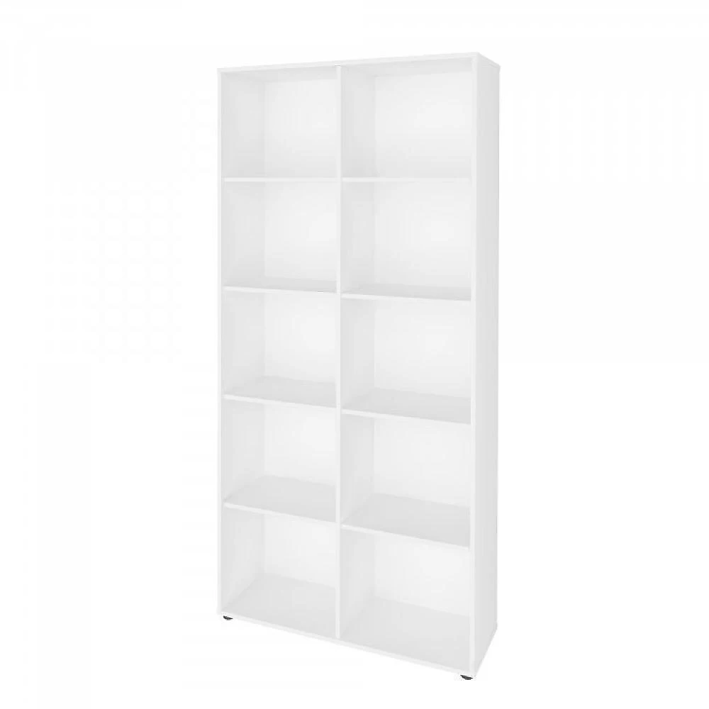 Kit 2 Peças com Escrivaninha em L Cubos e Estante Livreiro Conjunto para Escritório e Home Office com Mesa em L com Nichos e Estante com Nichos Branco