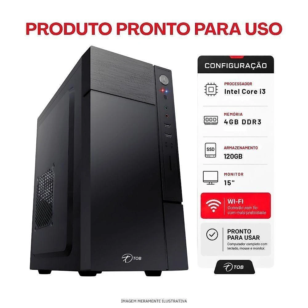 Computador CI321001204GBW10 Intel Core I3 2100 4GB SSD 120GB Windows 10 Avaliação 30 Dias