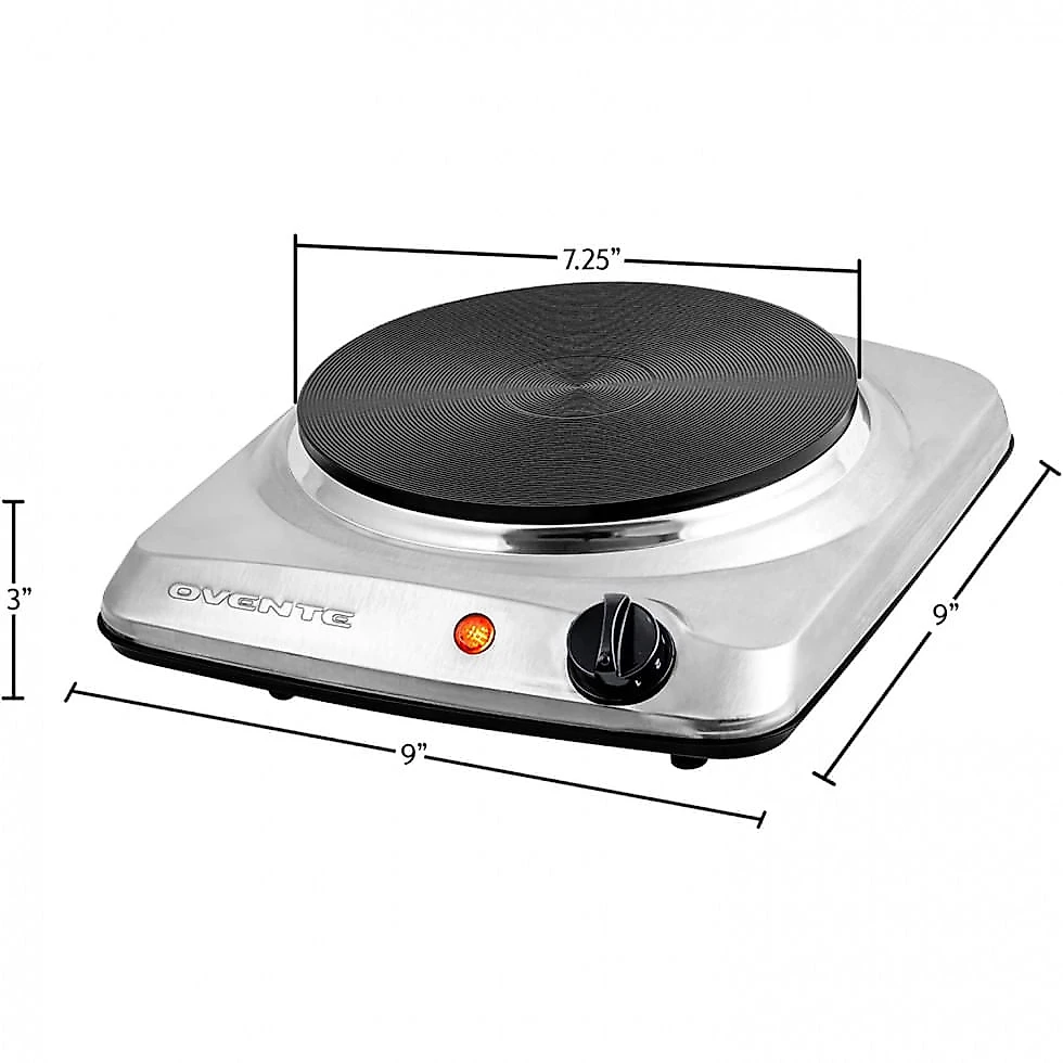 Cooktop Elétrico de Bancada com 1 Queimador e 5 Níveis de Temperatura, 110V 1000W, Ovente, Prata