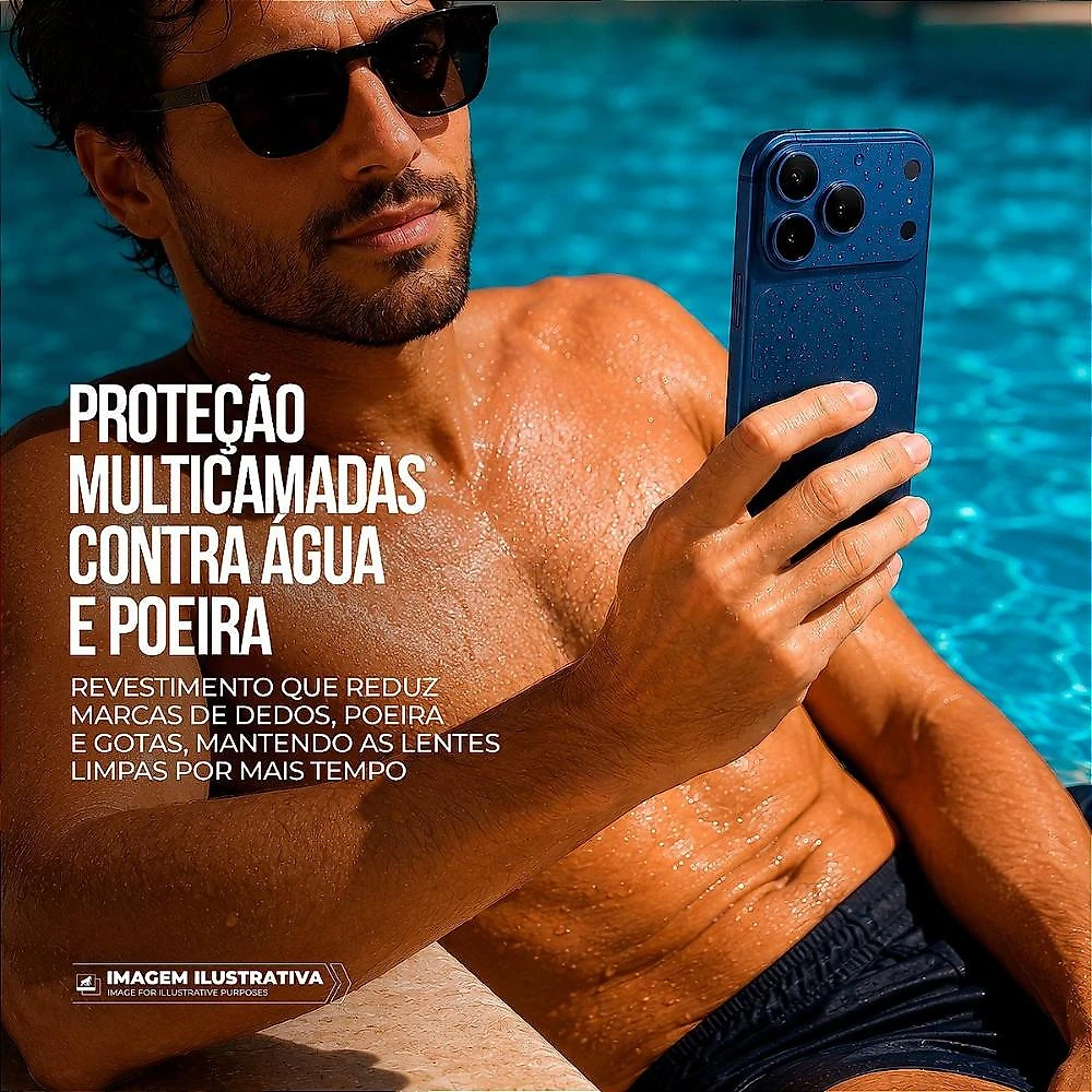 Protetor de Lente para iPhone 17 Pro Max - Survivor - Azul com molde aplicador - Gshield