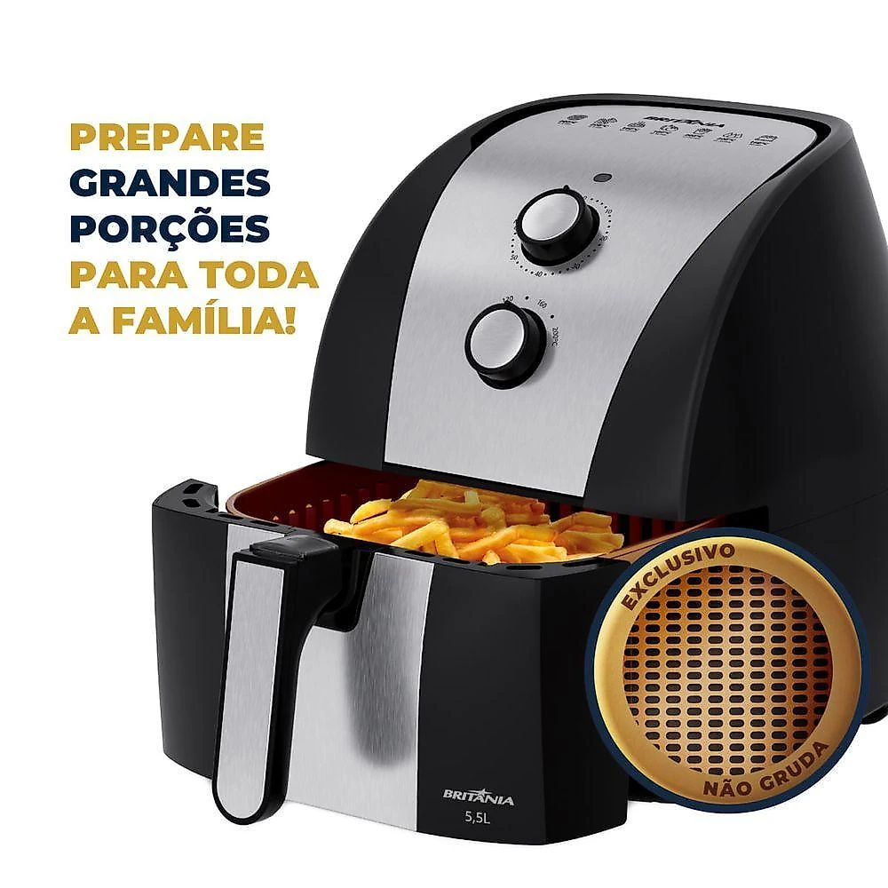 Air Fryer Britânia 5,5L Antiaderente Gold 1500W BFR51 220V