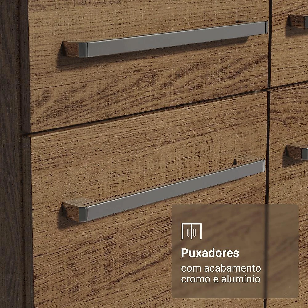 Armário de Cozinha Completa 225cm Rustic/Cinza Emilly Madesa 01XA Rustic/Cinza