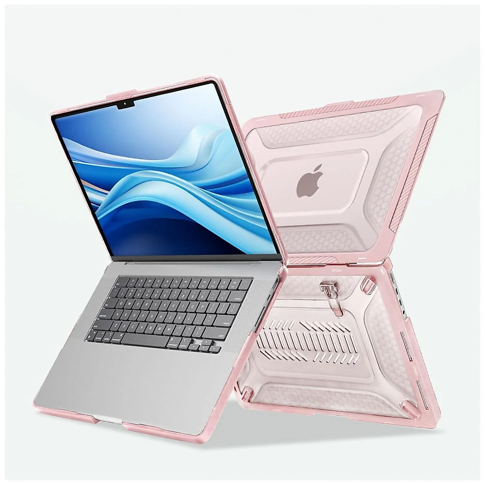 MOSISO Capa Rígida Honeycomb para MacBook Pro 16" 2021-2025 M1/M2/M3/M4 Pro/Max com Suporte Dobrável e Capa de Teclado, Rosa