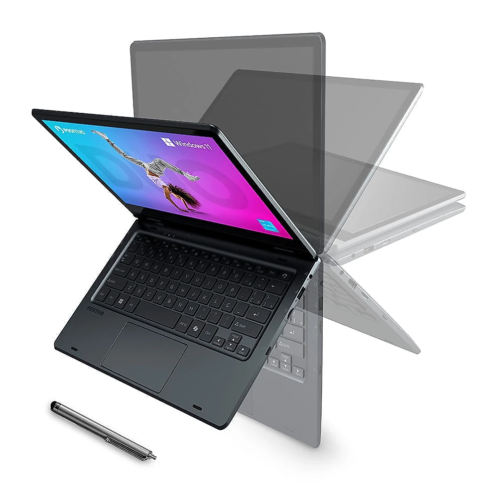 Notebook 2 em 1 Positivo Duo C4128E Intel® Celeron® N4500 Windows 11 Home 4GB RAM  128GB eMMC 11” LED HD IPS - Cinza