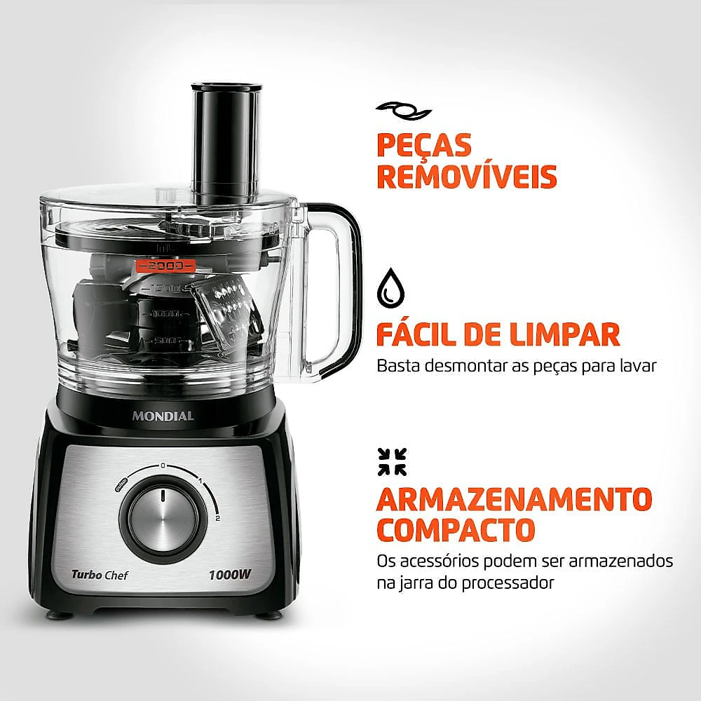 Multiprocessador de Alimentos Mondial MPN-01-BE 7 em 1 - 127V 110V