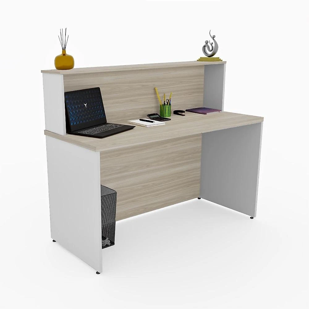 Balcão Atendimento Recepção Consultório 120x60cm Carvalho/Branco