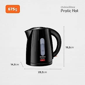 Chaleira Mondial Elétrica Pratic Hot com Capacidade 1 Litro CE-07 - Preta 110V