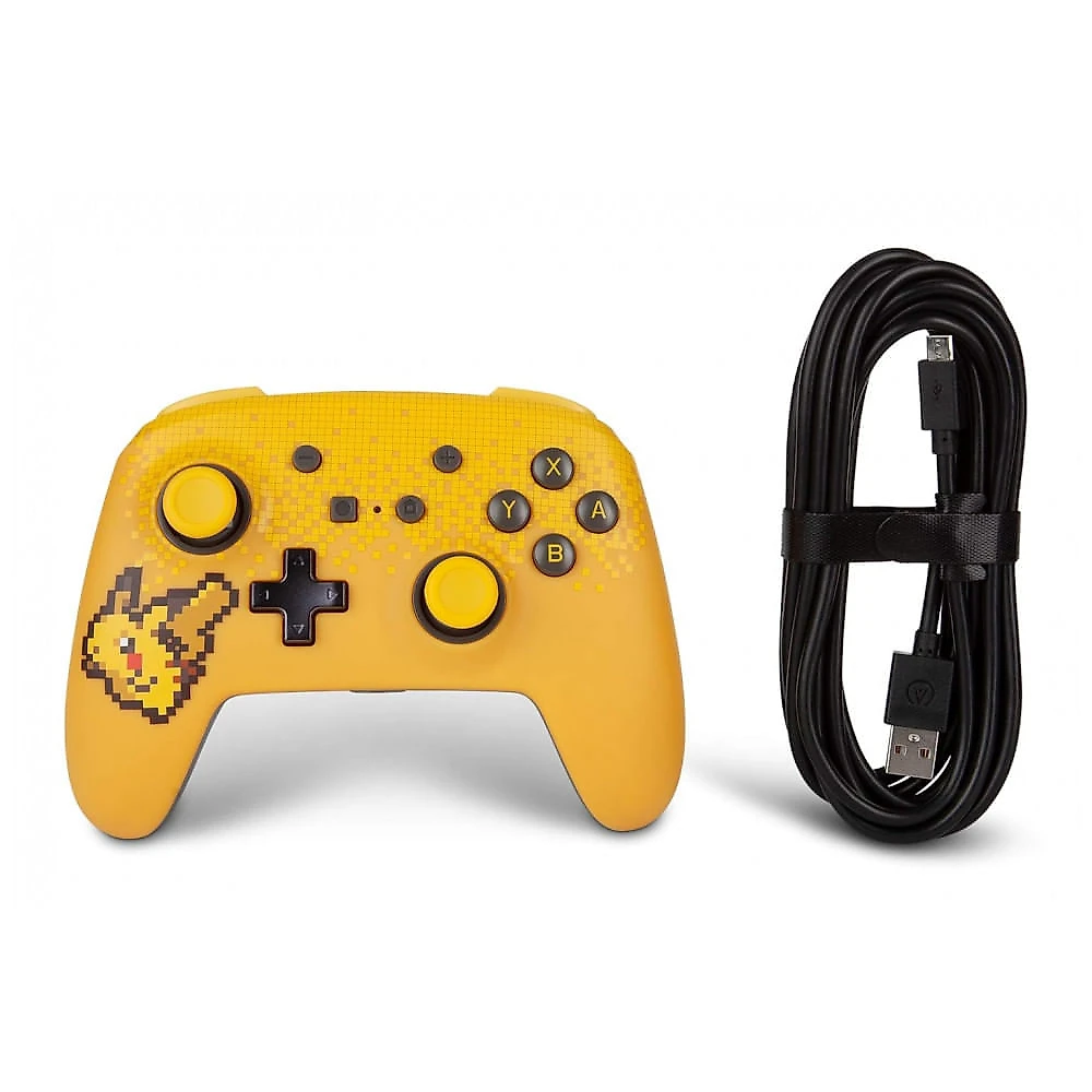 Controle com fio PowerA Enhanced para Nintendo Switch Pixel Pikachu com entrada de áudio e botões avançados mapeáveis
