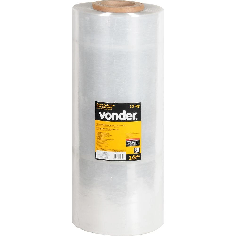 Filme stretch 500x870 m 25 micra rolo c/ aprox. 12kg vonder