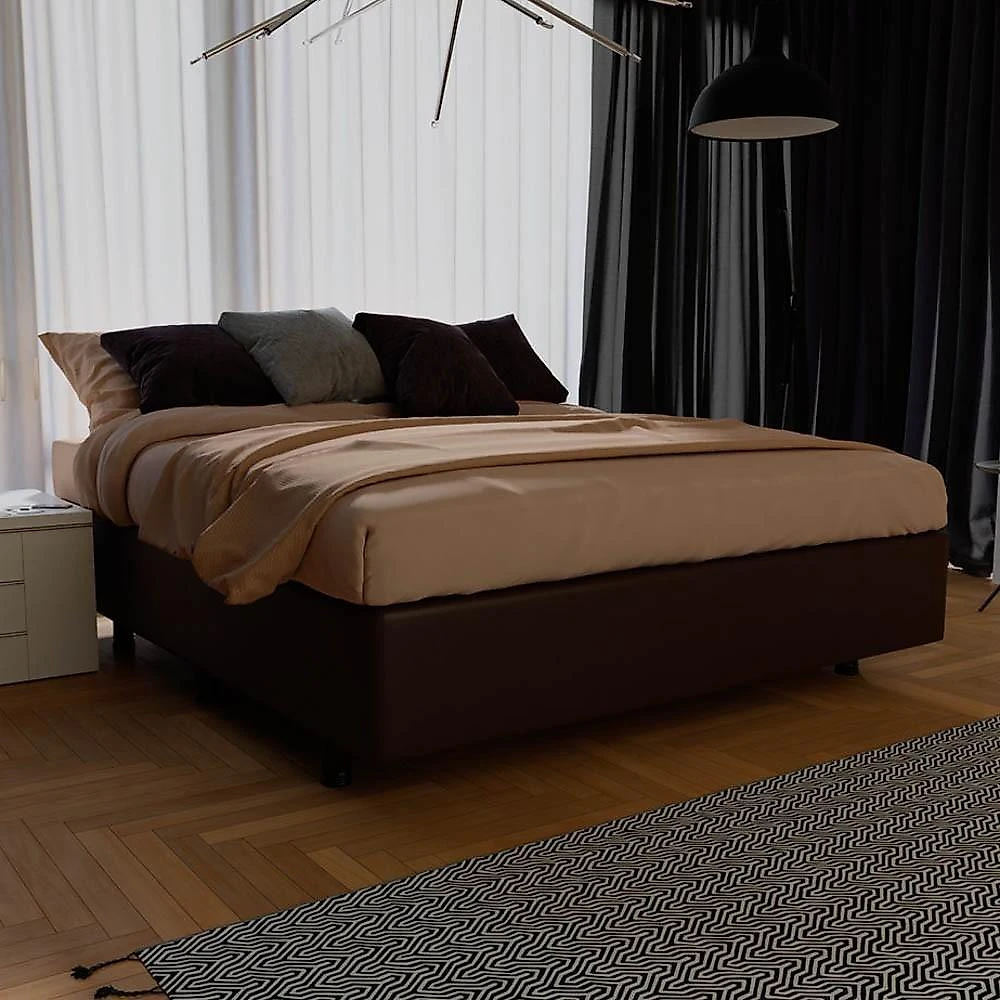 Base Box Para Cama Viúva 128x188cm Liz S05 Sintético Marrom - Mpozenato
