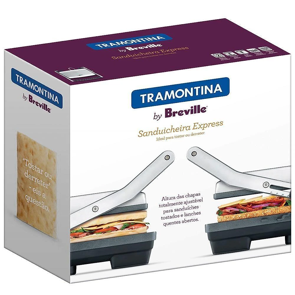 Sanduicheira Tramontina By Breville Express Em Aço Inox Fosco Com Chapa Flutuante 69054012 220V