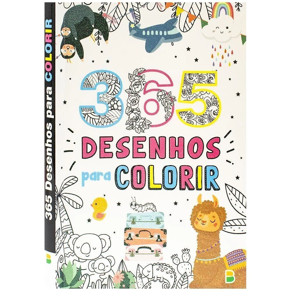 Livro 365 Desenhos para Colorir Venda Exclusiva Capa Brochura com Glitter para Criancas