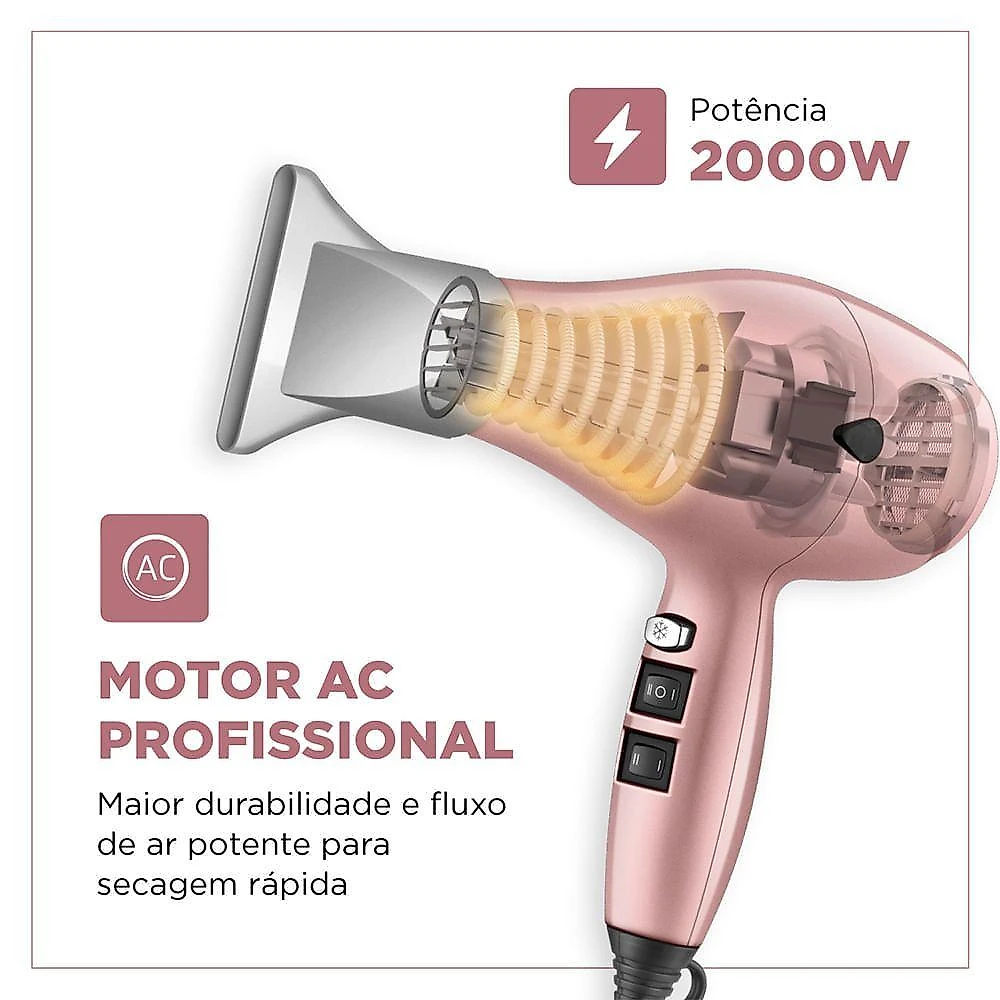 Secador De Cabelo By Juliette Mondial Golden Rose 127V 110V