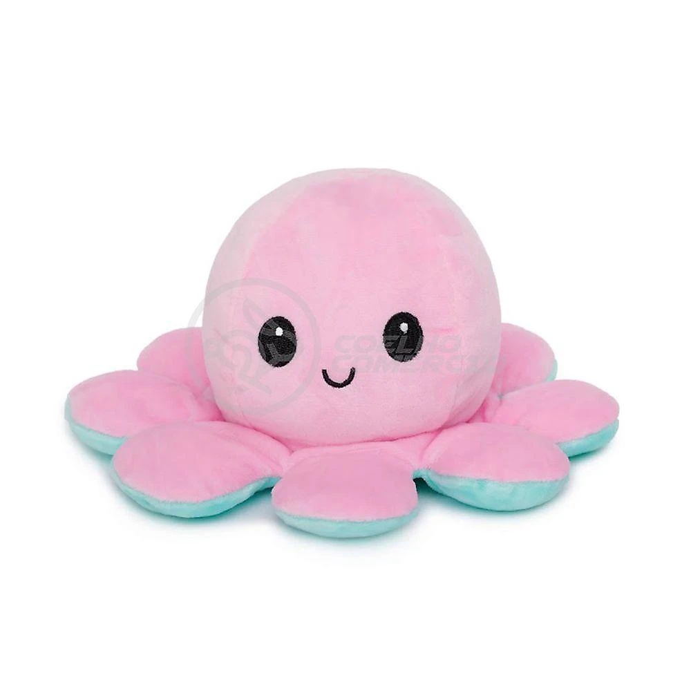 Polvo Reversível De Pelúcia Feliz E Bravo Rosa E Azul