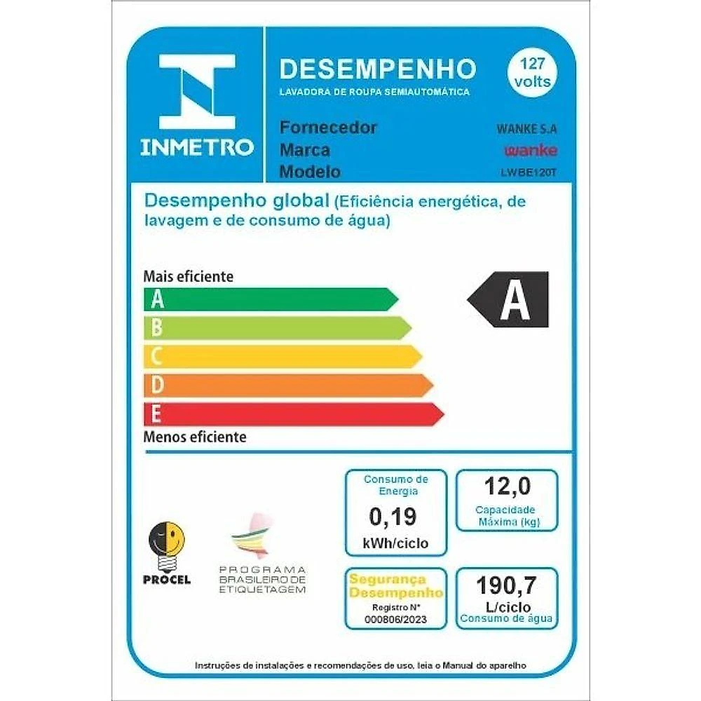 Lavadora De Roupas Semiautomática Comfort 12 Kg Preta Wanke 127V