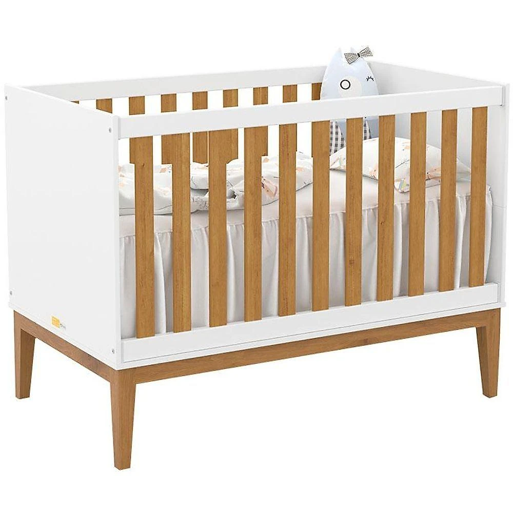 Quarto De Bebe Unique 3 Portas Com Cômoda 6 Gavetas Branco Soft Freijó Eco Wood E Colchão Ortobom - Matic