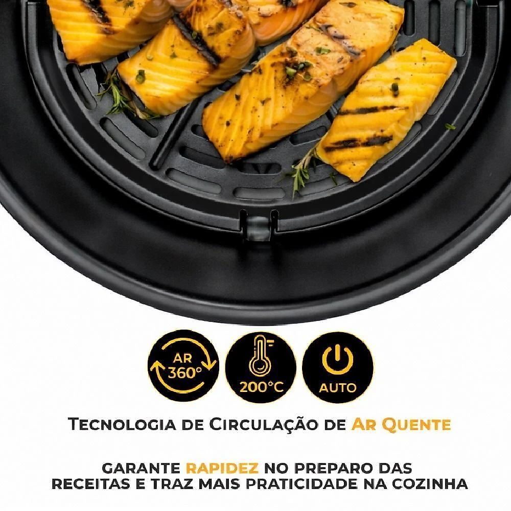Fritadeira Elétrica Air Fryer Yeet 3,4L 1200W sem Óleo Branca 110V