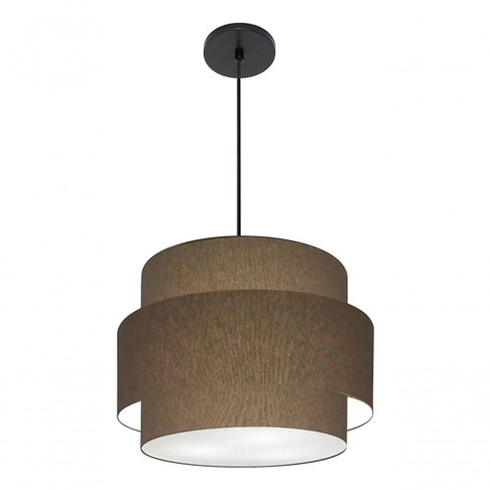 Lustre Para Sala De Jantar Vivare Md-4393 Cúpula Em Tecido 45cm Cáqui 127/220v