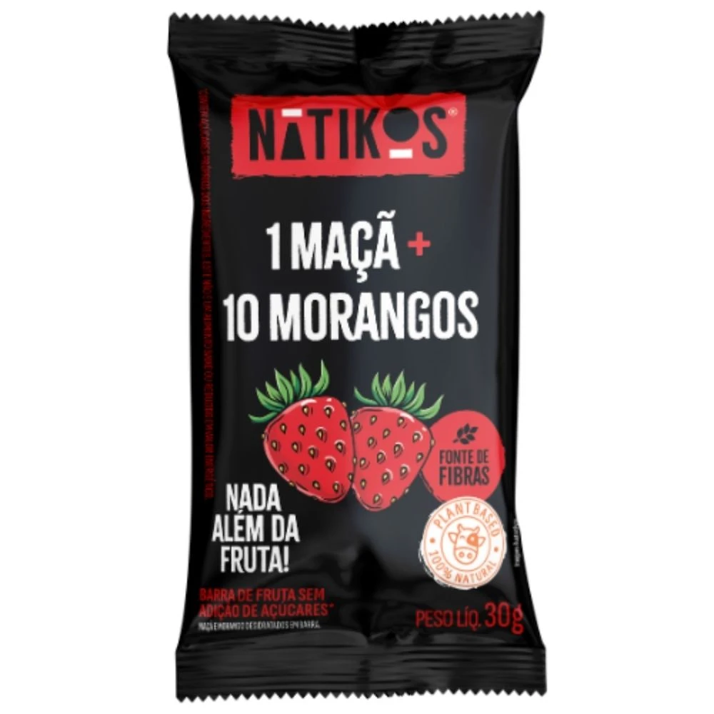 Barra de Fruta Natikos 1 Maça e 10 Morangos Sem Adição de Açucares 30g