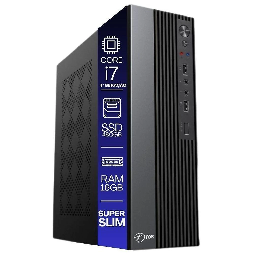 Computador Tob Slim Compacto 4ª Geração Intel Core I7 Ssd 480gb Memória 16gb Windows 10 Trial Desktop Pc Cpu
