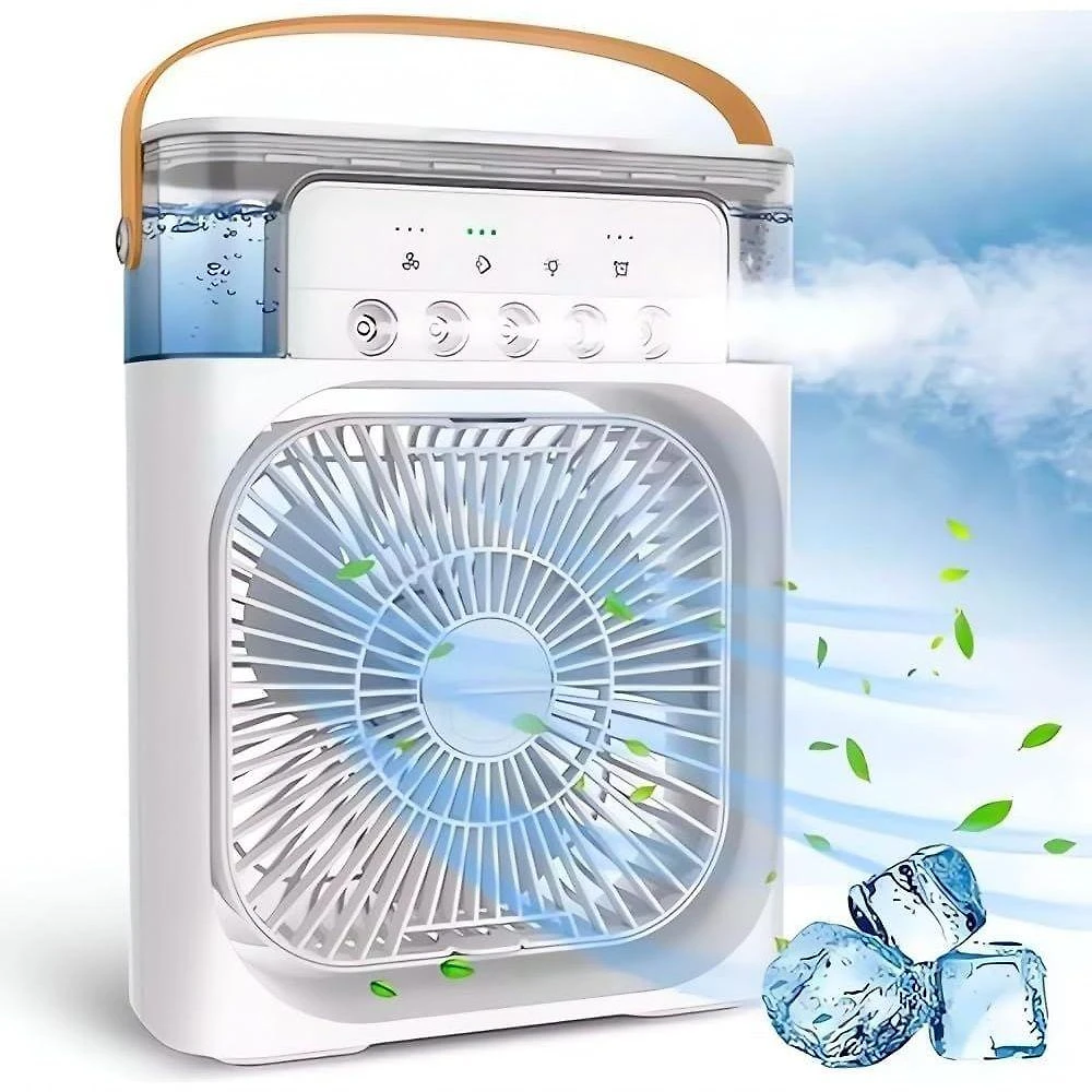 Ventilador Portátil de Mesa Mini Ar Condicionado Umidificador Climatizador Led Água e Gelo 3 Branco