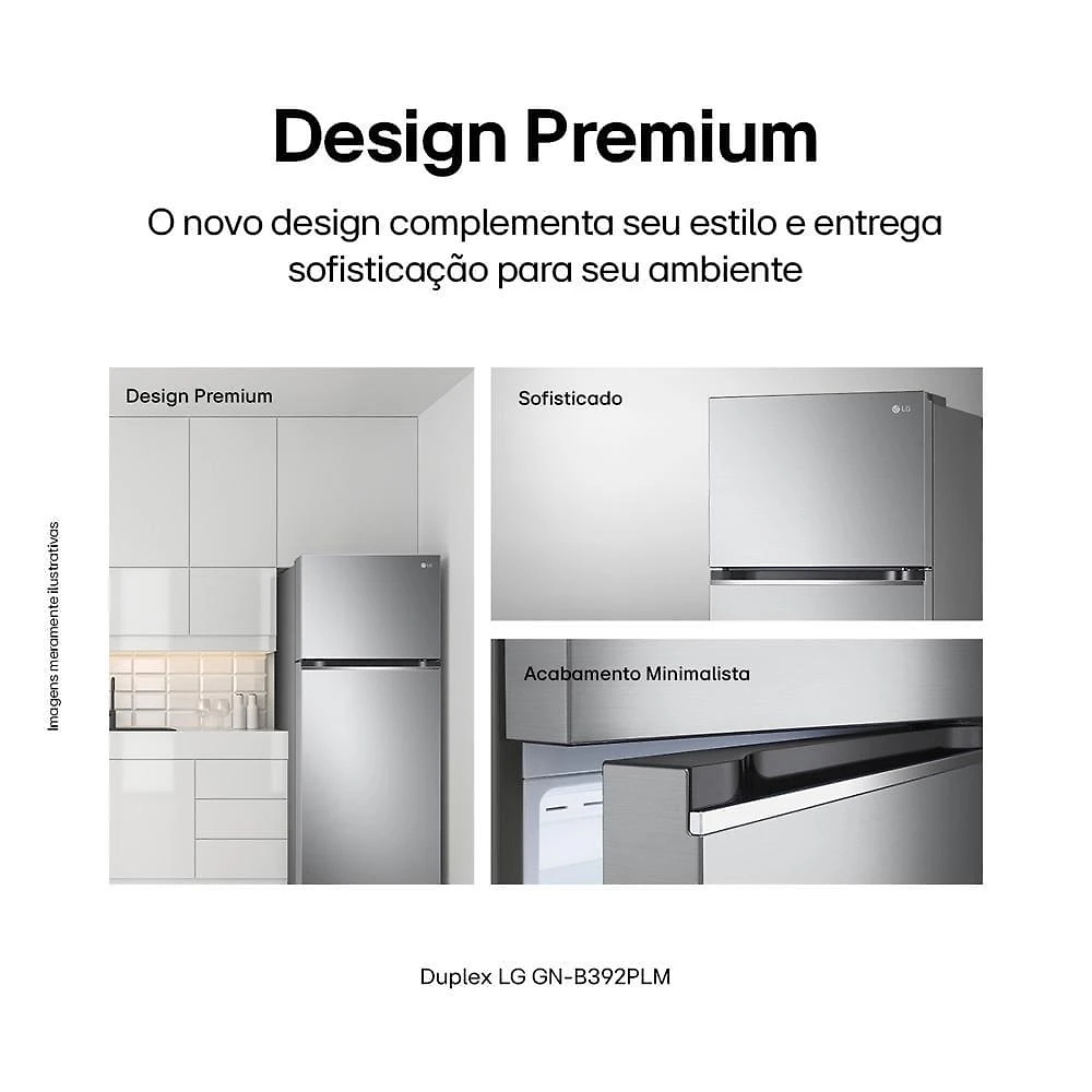 Geladeira lg frost free duplex com gaveta fresh zone e multi air flow inox look - 395l
