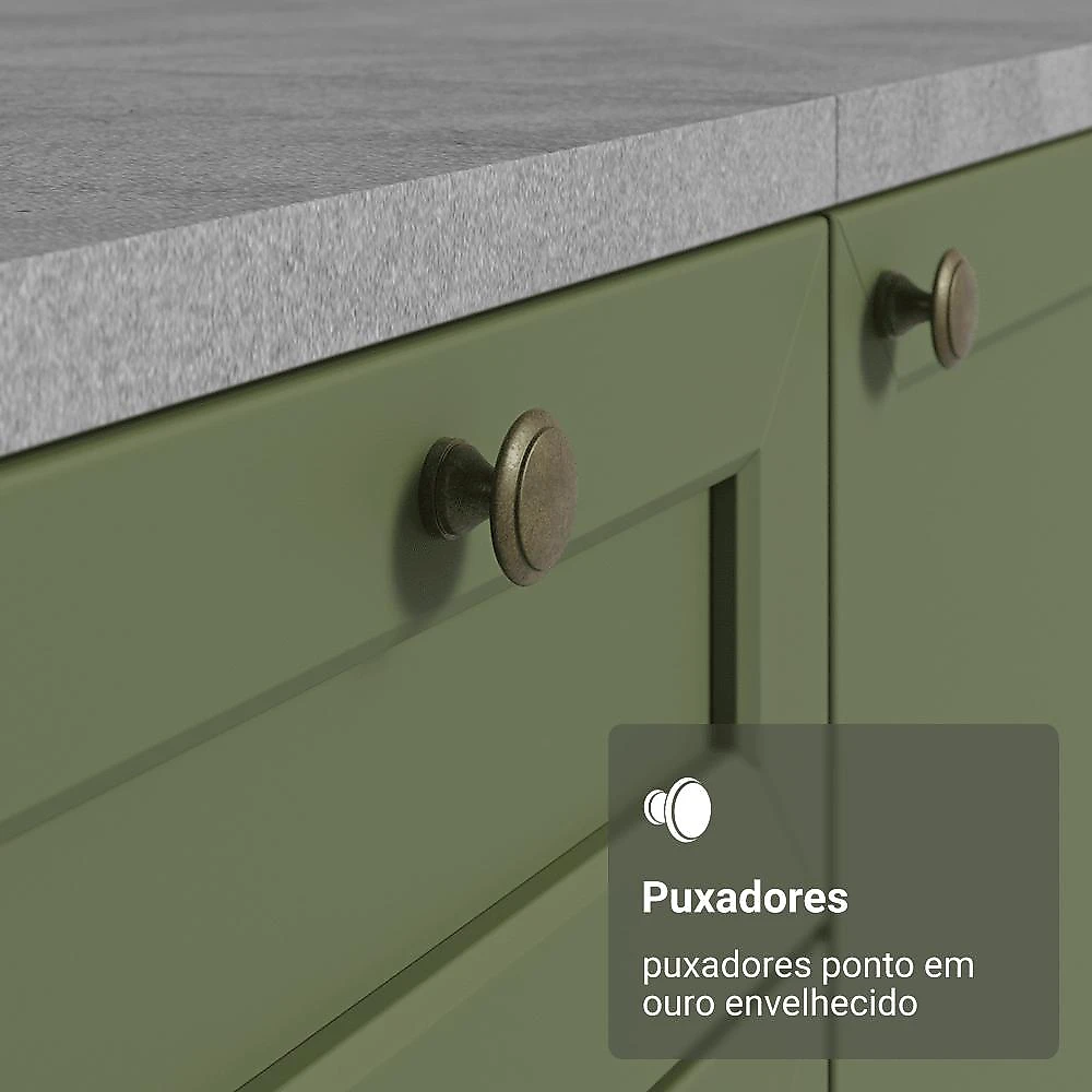 Armário de Cozinha Completa 270 cm Branco/Verde Vik Madesa 05