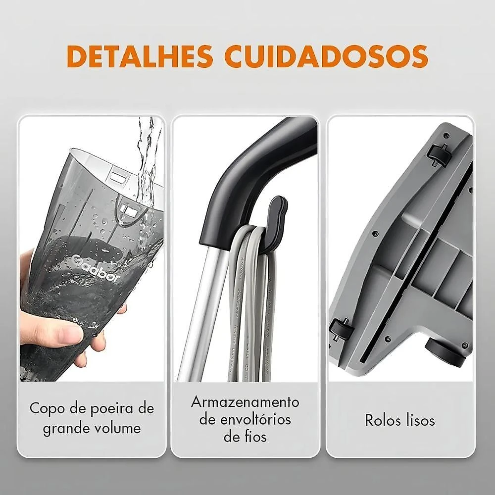 Aspirador de Pó Vertical Gaabor GVCW-M15A 650W 1,5L Filtro HEPA Preto 220V