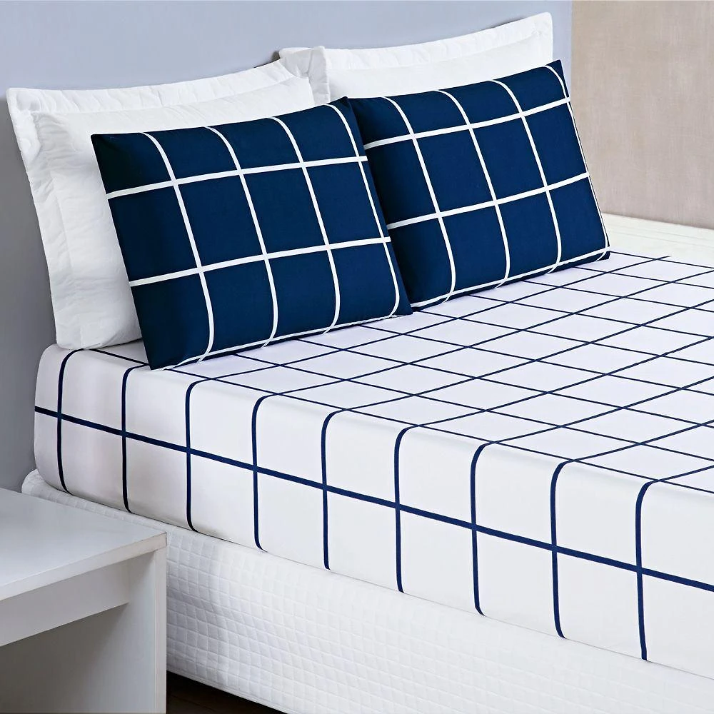 Jogo Cama Lençol Queen 200 Fios 3 Peças Azul Marinho