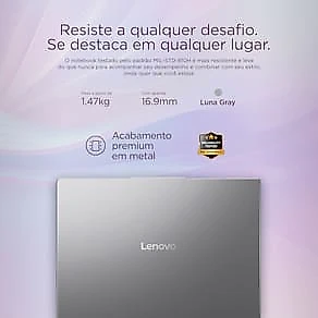 Notebook Lenovo 14” Ideapad Slim 5 83NJ0002BR Windows 11 Copilot+ PC AMD Ryzen AI 5 330 16GB RAM e 512GB SSD Luna Gray