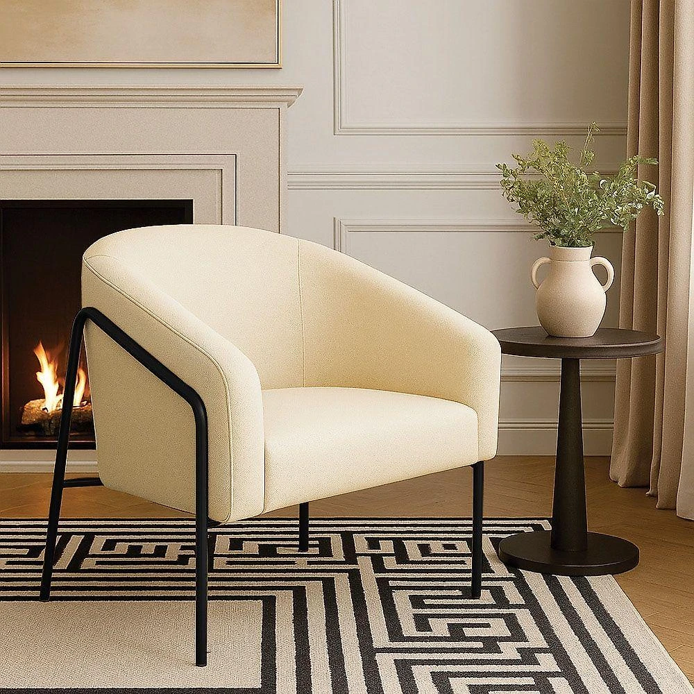 Poltrona Sala Industrial Alta Preto Stella Linho D03 - D'rossi Cor Bege