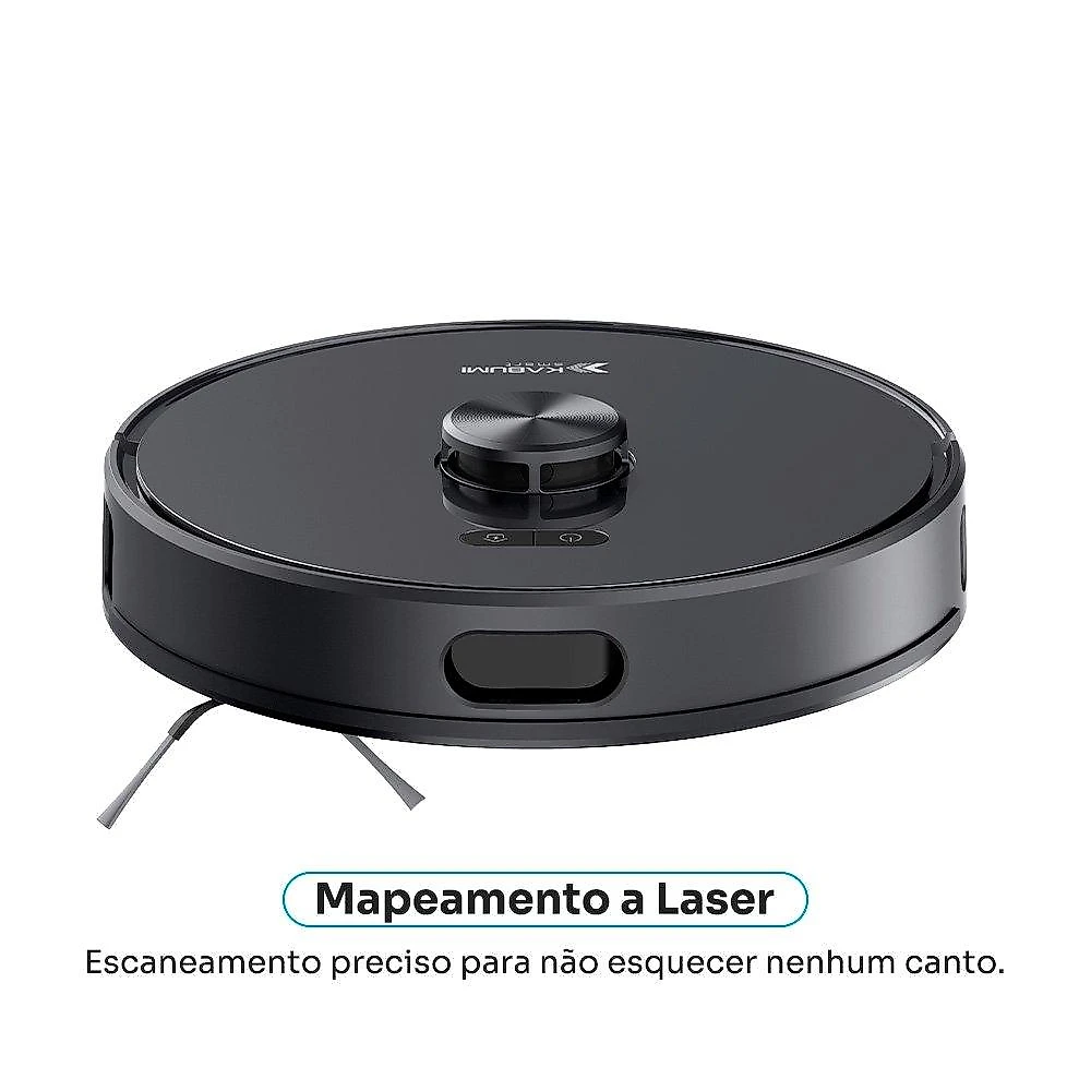 Robô Aspirador de Pó e Passa Pano KABUM! smart K1000 - Mapeia a Laser, 2 MOPs, até 7000Pa, Alexa/Google, BT, Bivolt, Preto - KSAR1000PT