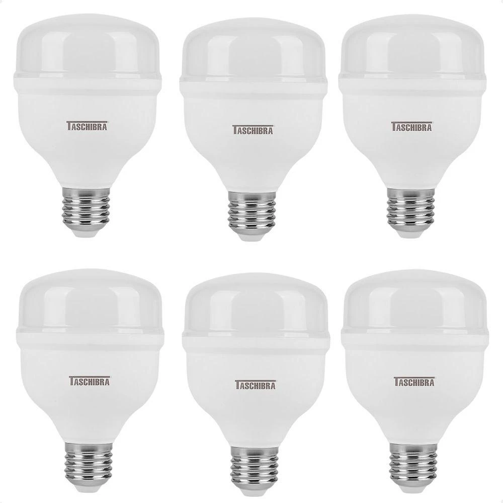 Kit 6 Lâmpadas High Led Tkl 20w Taschibra E27 Bivolt 3000k Quente
