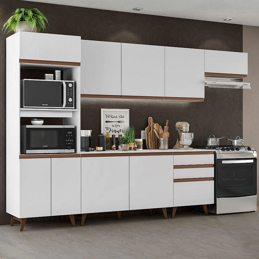 Cozinha completa madesa reims 320001 com armário e balcão - branco