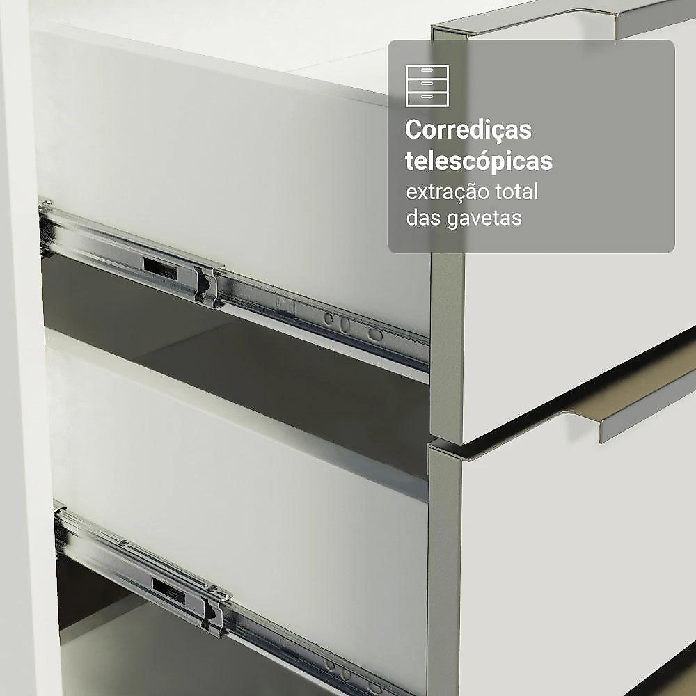 Armário de cozinha completa 340cm branco/branco veludo lux madesa 02