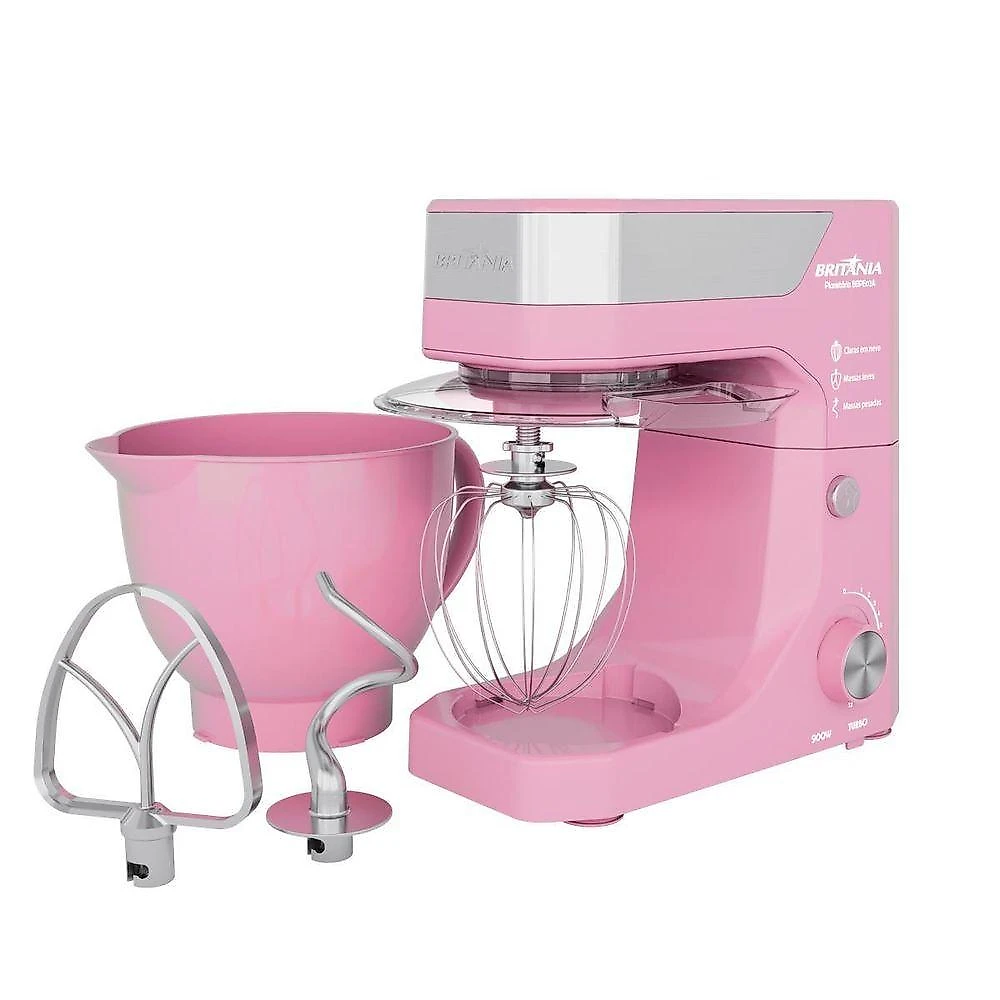 Batedeira Planetária Britânia BBPE02A 5L 900W 12 Velocidades Rosa 110V