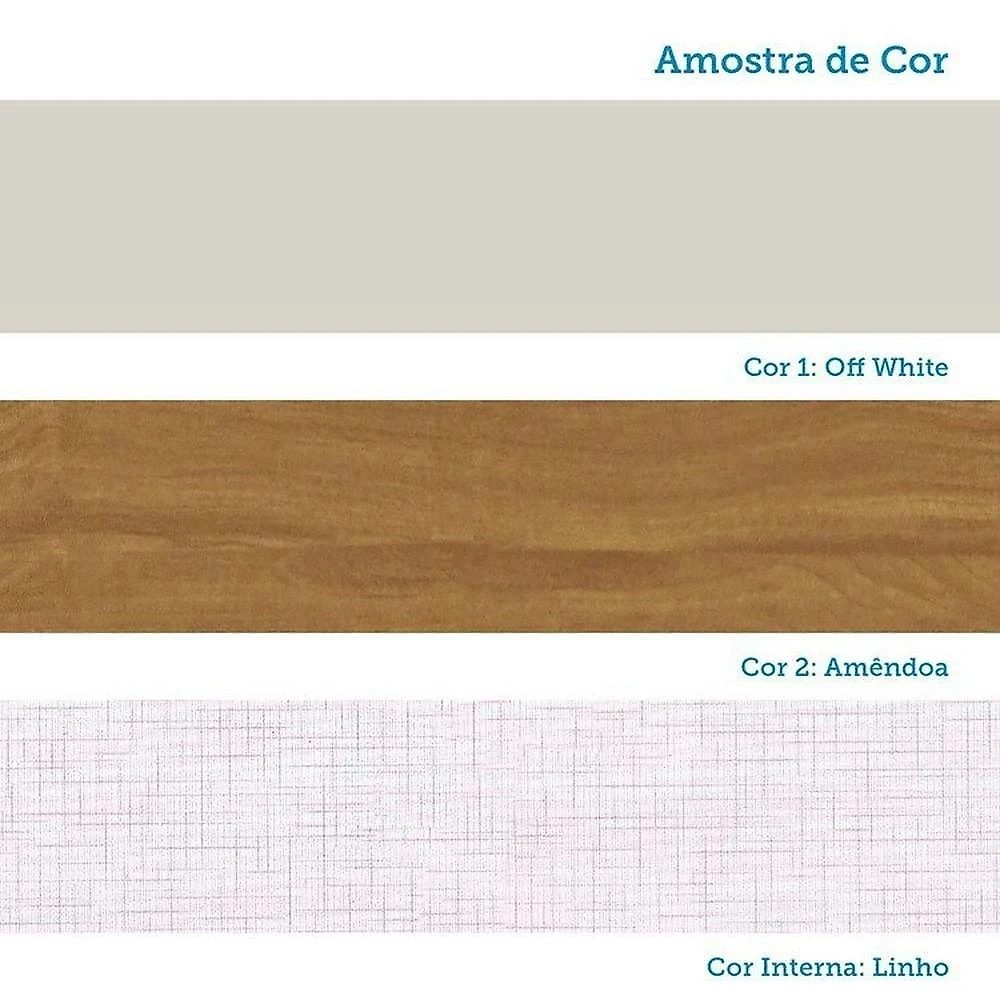 Quarto de Bebê Completo Berço 3 em 1, Cômoda e Guarda Roupa MDF Nina Espresso Móveis Branco/Amê Off White/Amêndoa