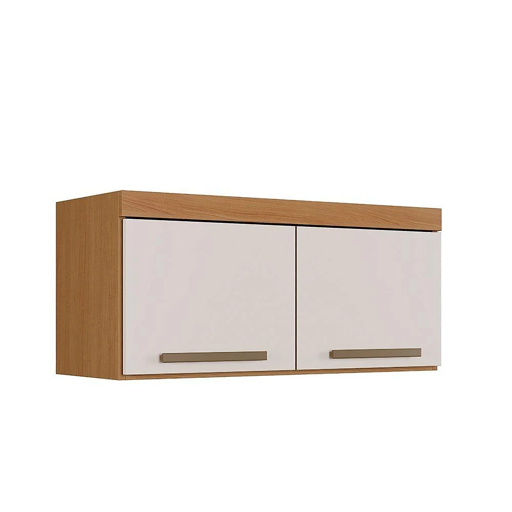 Armário Aéreo Granada 80CM 2 Portas MDP Off White e Cinamomo Arte Móveis