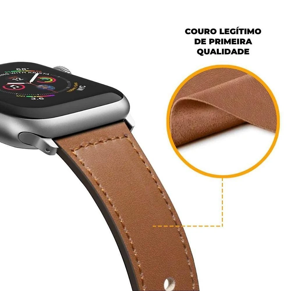 Pulseira De Couro Para Apple Watch 38 / 40 / 41Mm - Marrom - Gshield