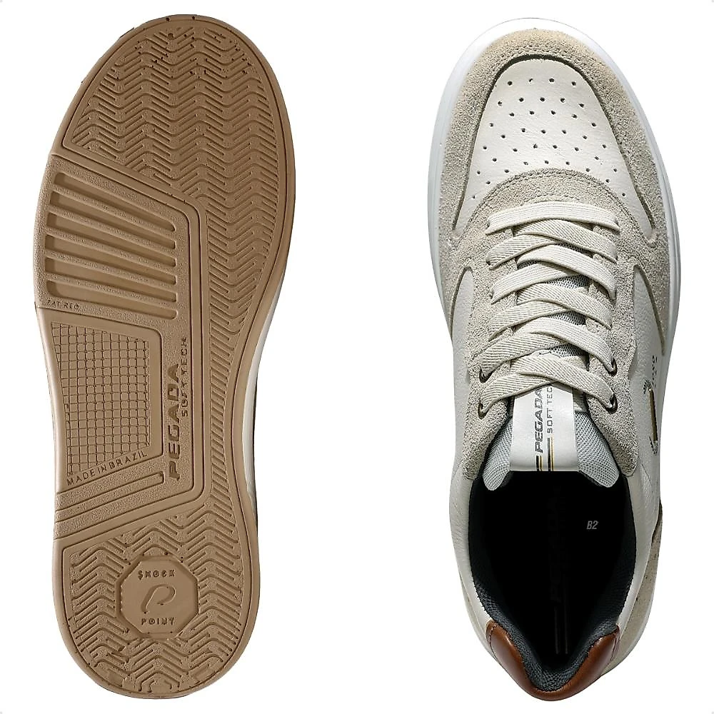 Sapatênis Pegada Trace Masculino Bege / Marrom - 37