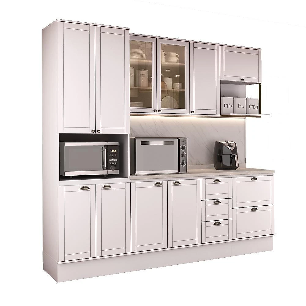 Cozinha Completa Milla Comfort 10 Portas 5 Gavetas MDF 250CM Branco