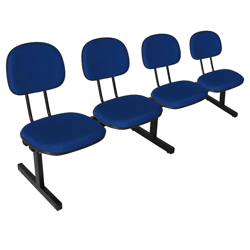 Cadeira Escritório Longarina 4 Lugares Estofada Ecoflex Cadeira Secretária Longarina 4 Lugares Ecoflex Azul