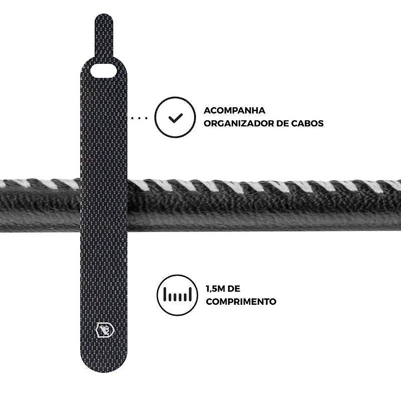 Carregador Turbo Duplo Tipo C + 2UN Cabo Turbo Militar - 1,5M - Type C / Tipo C - Gshield