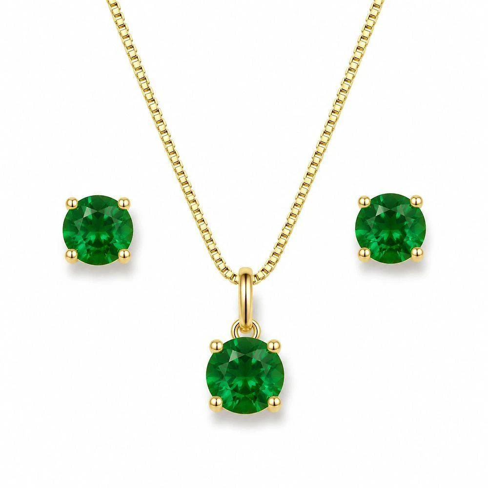 Conjunto Colar e Brincos Atraktiva Jóias Ponto e Luz 5mm Semijoia Banhada a Ouro 18k Dourado