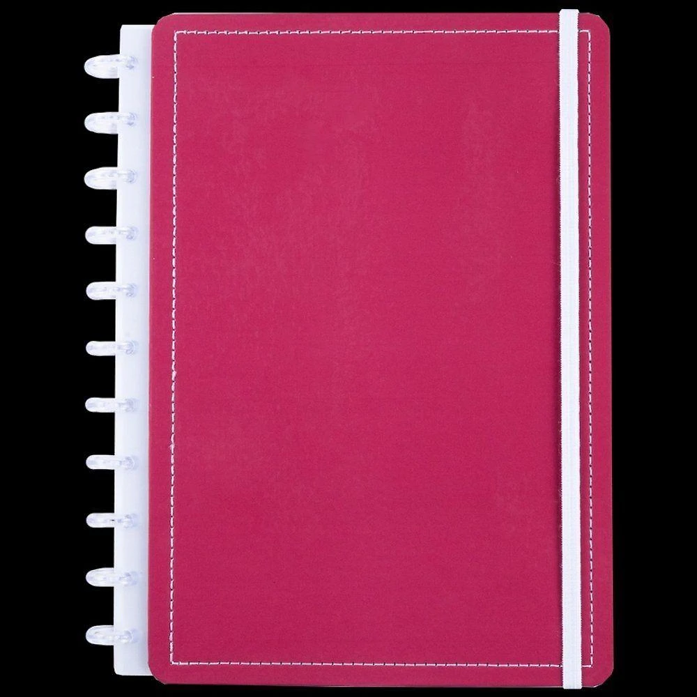Caderno de Disco Disko Rose Wine Grande g Capa Dura com Elástico Vermelho