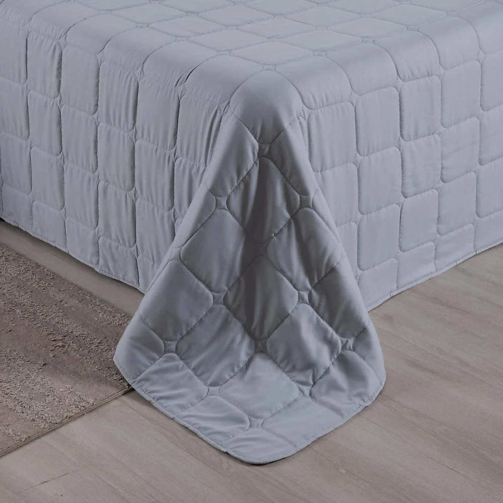 Kit cobre leito colcha speciale queen matelado toque acetinado 400 fios 3 peças cinza