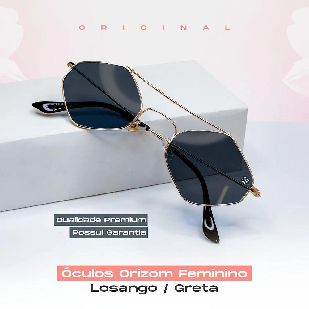 Miniatura Oculos Sol Feminino Losango Aço Metal Proteção Uv Case Maria