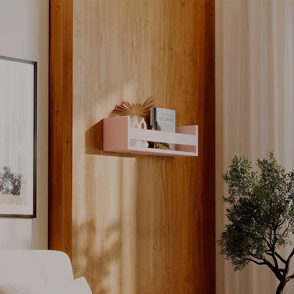 Prateleira Porta Objeto Rosa 70 X 12cm Suporte Invisivel